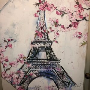 Textured Watercolor Canvas Eiffel Tower Painting